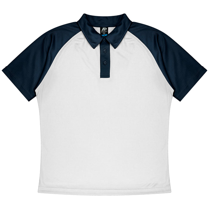 MANLY MENS POLOS - WHITE/NAVY