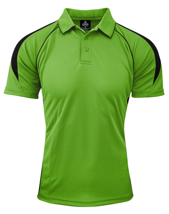 PREMIER MENS POLOS - APPLE/BLACK